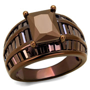3W1159 - IP Coffee light Brass Ring with AAA Grade CZ  in Light Coffee-0