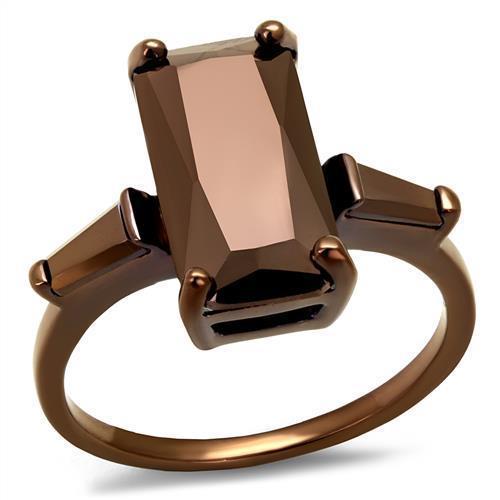 3W1160 - IP Coffee light Brass Ring with AAA Grade CZ  in Light Coffee-0