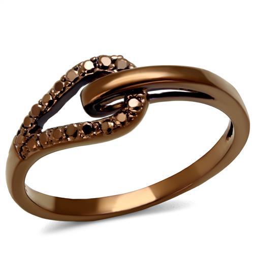 3W1161 - IP Coffee light Brass Ring with AAA Grade CZ  in Light Coffee-0