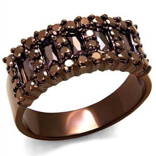 3W1163 - IP Coffee light Brass Ring with AAA Grade CZ  in Light Coffee-0
