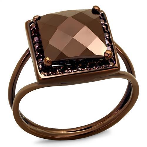 3W1165 - IP Coffee light Brass Ring with AAA Grade CZ  in Light Coffee-0