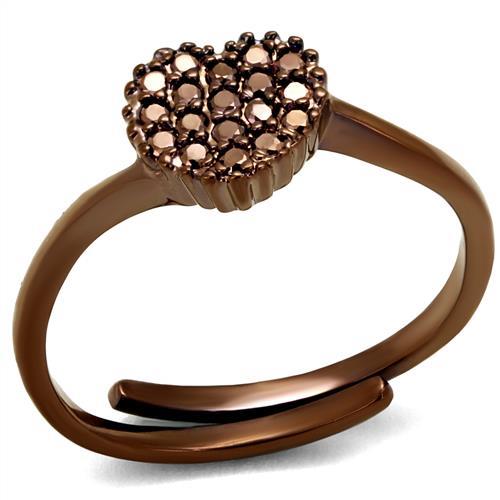3W1166 - IP Coffee light Brass Ring with AAA Grade CZ  in Light Coffee-0