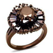 3W1167 - IP Coffee light Brass Ring with AAA Grade CZ  in Light Coffee-0