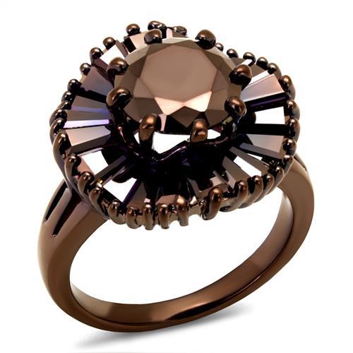 3W1167 - IP Coffee light Brass Ring with AAA Grade CZ  in Light Coffee-0