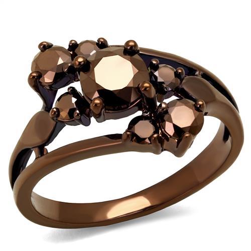 3W1168 - IP Coffee light Brass Ring with AAA Grade CZ  in Light Coffee-0