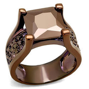 3W1169 - IP Coffee light Brass Ring with AAA Grade CZ  in Light Coffee-0
