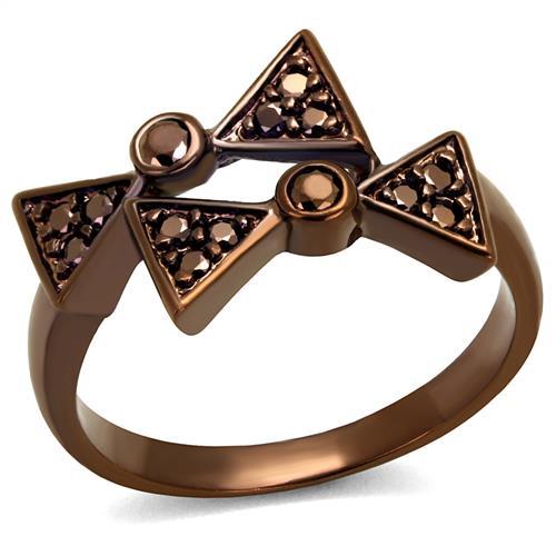 3W1171 - IP Coffee light Brass Ring with AAA Grade CZ  in Light Coffee-0