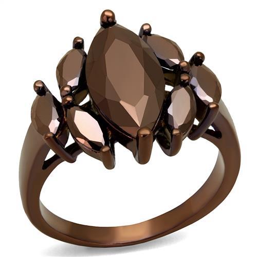 3W1173 - IP Coffee light Brass Ring with AAA Grade CZ  in Light Coffee-0