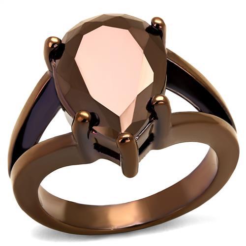 3W1174 - IP Coffee light Brass Ring with AAA Grade CZ  in Light Coffee-0
