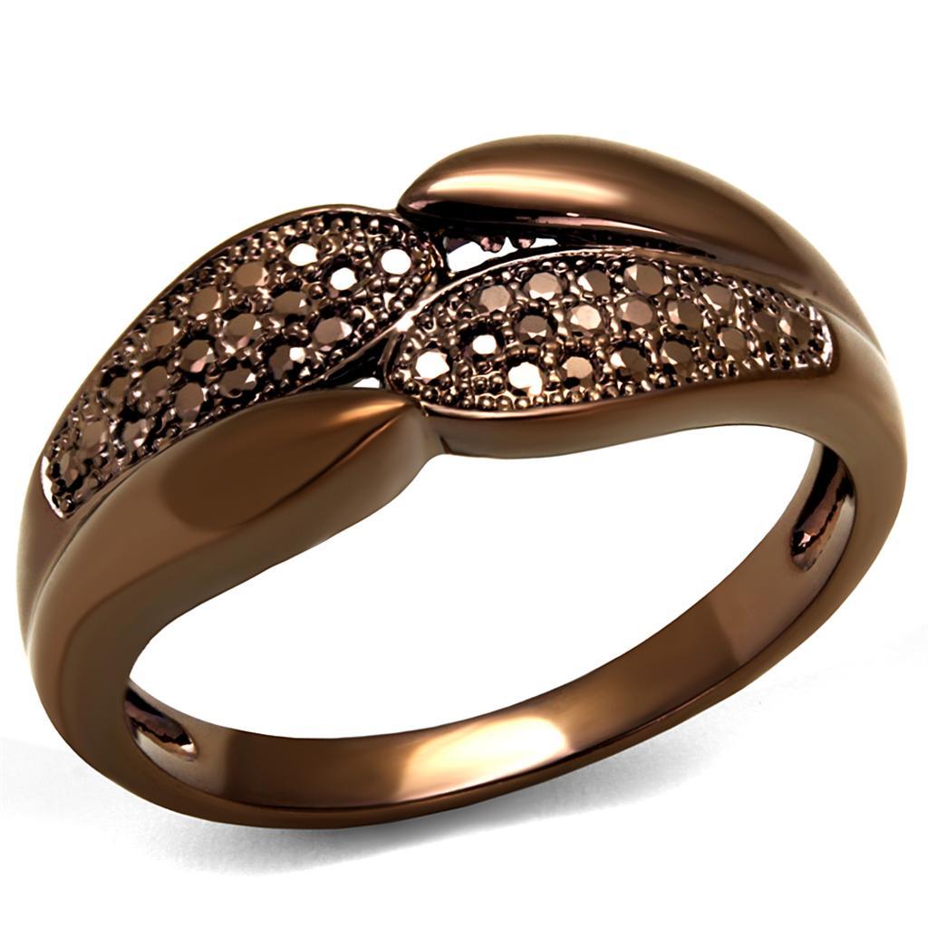 3W1180 - IP Coffee light Brass Ring with AAA Grade CZ  in Light Coffee-0