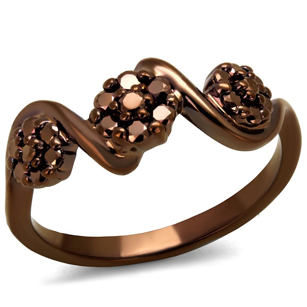 3W1181 - IP Coffee light Brass Ring with AAA Grade CZ  in Light Coffee-0