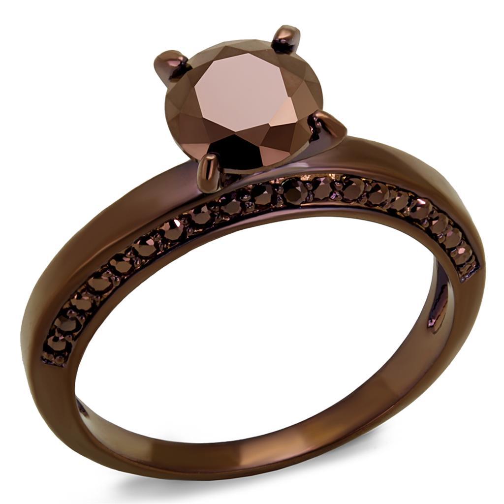 3W1183 - IP Coffee light Brass Ring with AAA Grade CZ  in Light Coffee-0