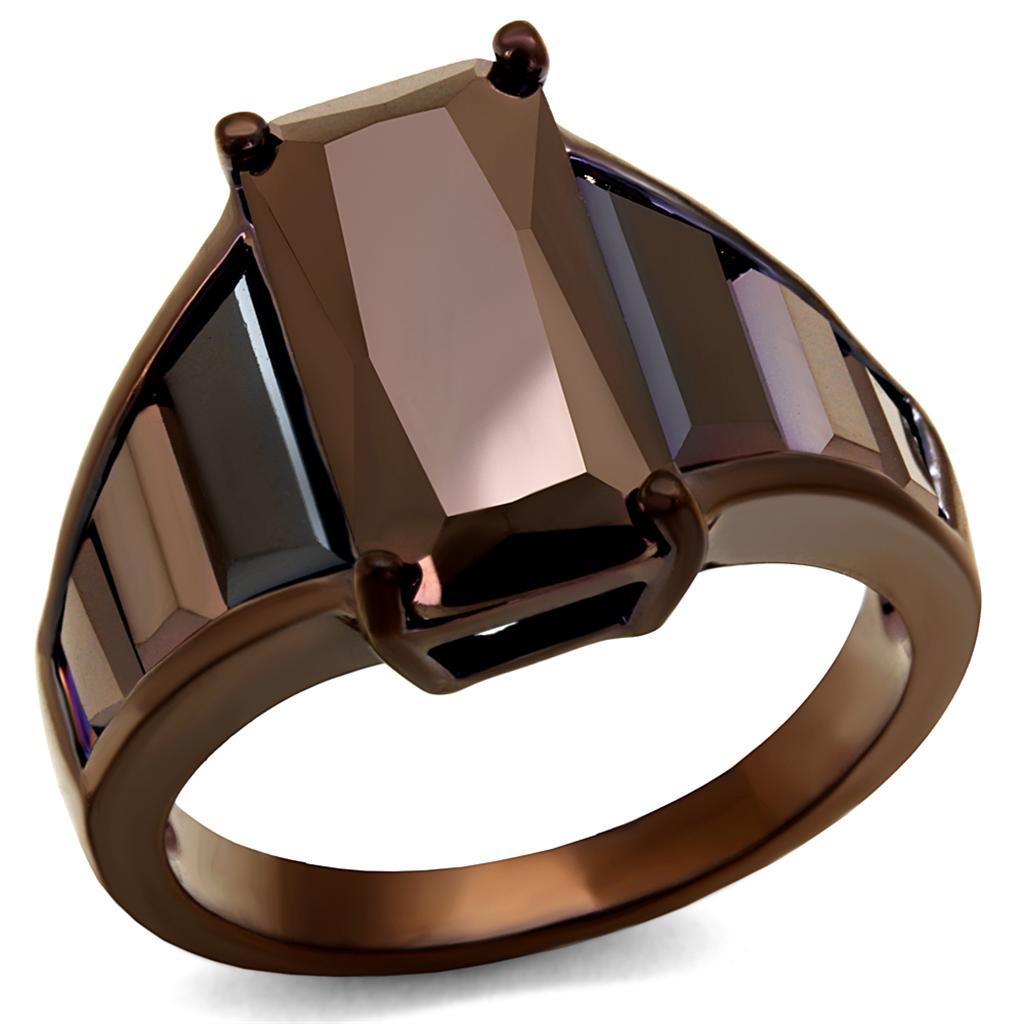 3W1184 - IP Coffee light Brass Ring with AAA Grade CZ  in Light Coffee-0