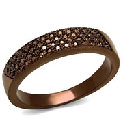 3W1186 - IP Coffee light Brass Ring with AAA Grade CZ  in Light Coffee-0