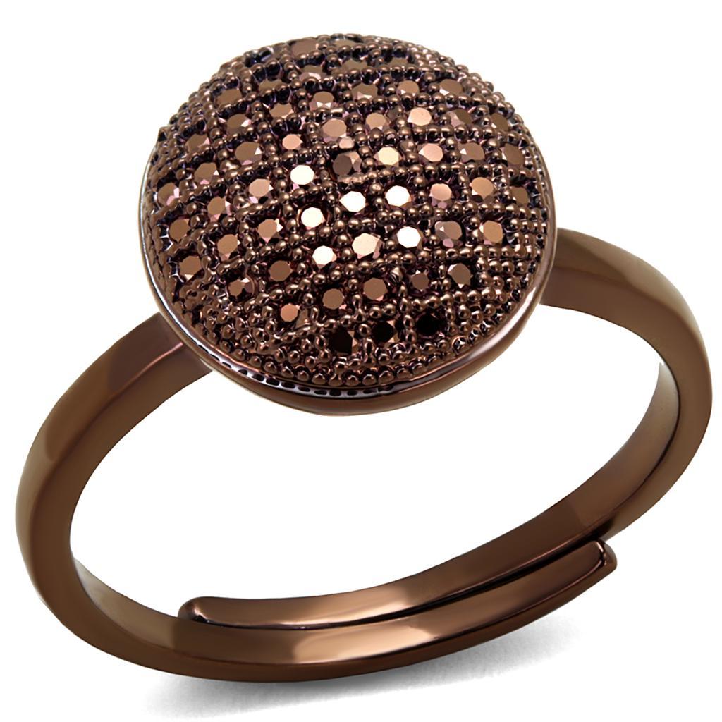 3W1187 - IP Coffee light Brass Ring with AAA Grade CZ  in Light Coffee-0