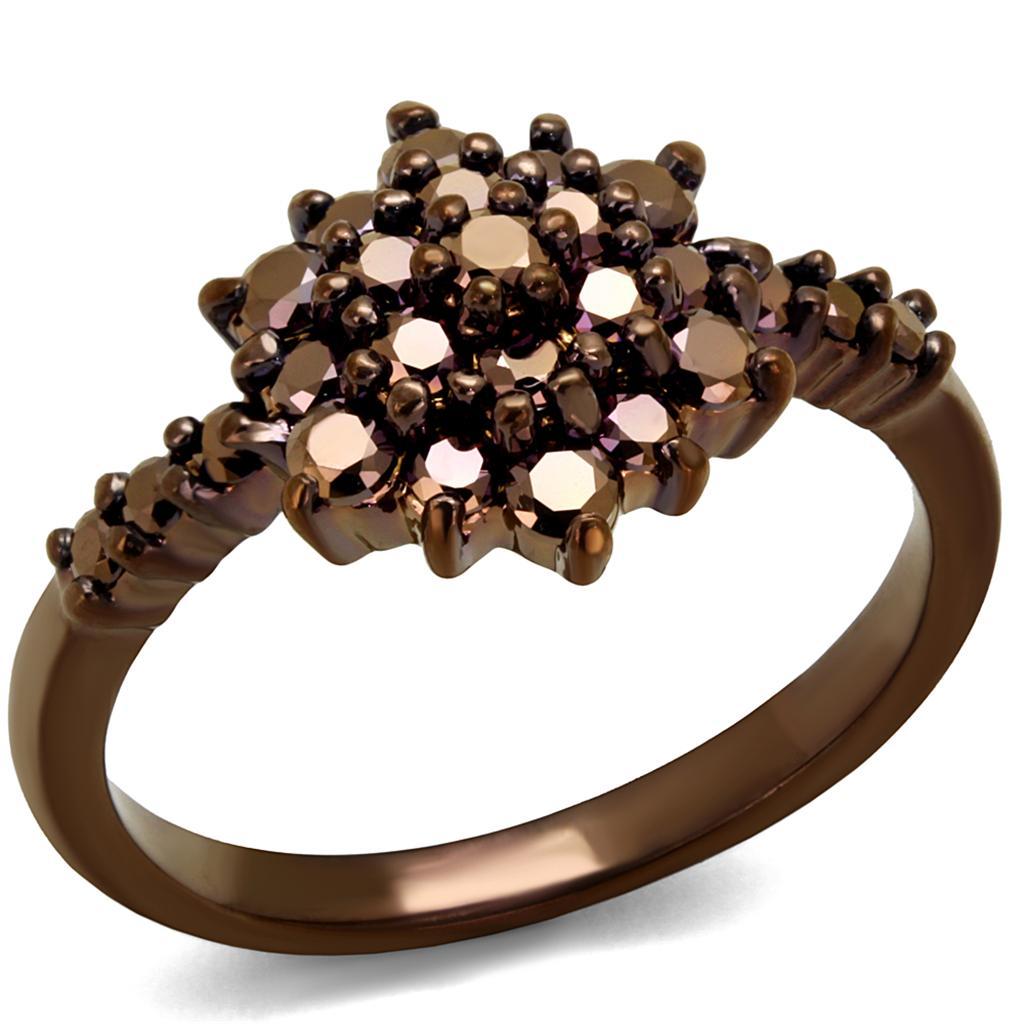 3W1188 - IP Coffee light Brass Ring with AAA Grade CZ  in Light Coffee-0