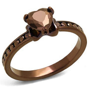 3W1191 - IP Coffee light Brass Ring with AAA Grade CZ  in Light Coffee-0