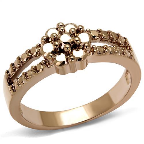 3W1192 - IP Rose Gold(Ion Plating) Brass Ring with AAA Grade CZ  in Metallic Light Gold-0
