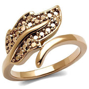 3W1200 - IP Rose Gold(Ion Plating) Brass Ring with AAA Grade CZ  in Metallic Light Gold-0