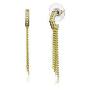 3W1204 - Gold Brass Earrings with Top Grade Crystal  in Clear-0
