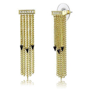3W1205 - Gold+Ruthenium Brass Earrings with Top Grade Crystal  in Clear-0