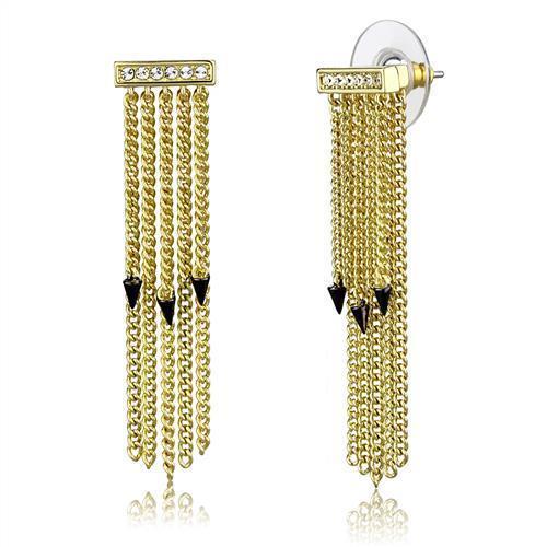 3W1205 - Gold+Ruthenium Brass Earrings with Top Grade Crystal  in Clear-0