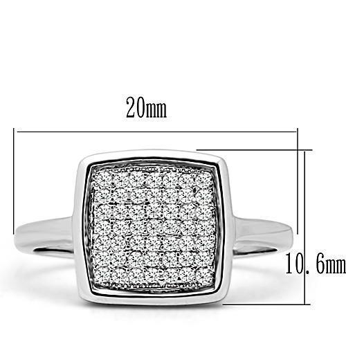 3W120 - Rhodium Brass Ring with AAA Grade CZ  in Clear-1