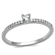 3W1224 - Rhodium Brass Ring with AAA Grade CZ  in Clear-0