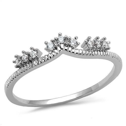 3W1226 - Rhodium Brass Ring with AAA Grade CZ  in Clear-0