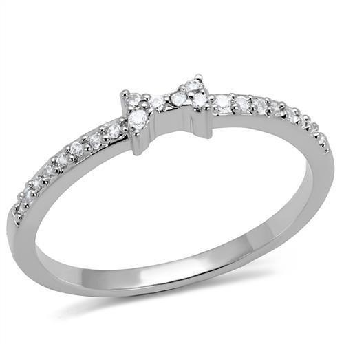 3W1228 - Rhodium Brass Ring with AAA Grade CZ  in Clear-0