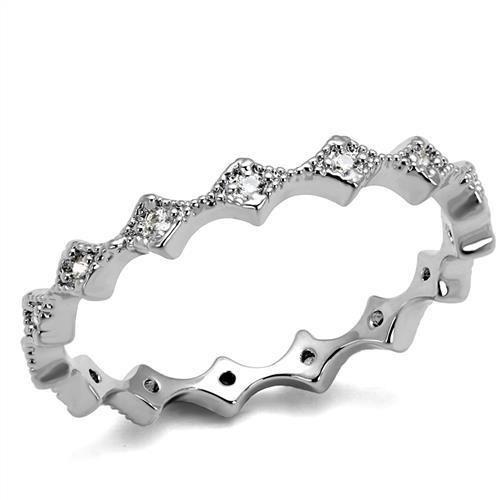 3W1231 - Rhodium Brass Ring with AAA Grade CZ  in Clear-0