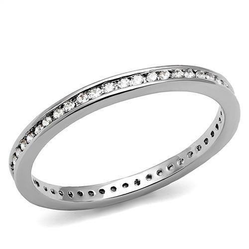 3W1241 - Rhodium Brass Ring with AAA Grade CZ  in Clear-0