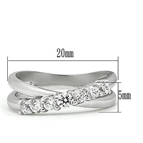 3W124 - Rhodium Brass Ring with AAA Grade CZ  in Clear-1