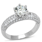 3W1253 - Rhodium Brass Ring with AAA Grade CZ  in Clear-0