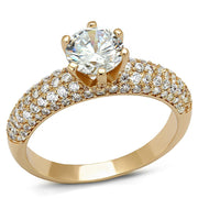 3W1254 - Rose Gold Brass Ring with AAA Grade CZ  in Clear-0