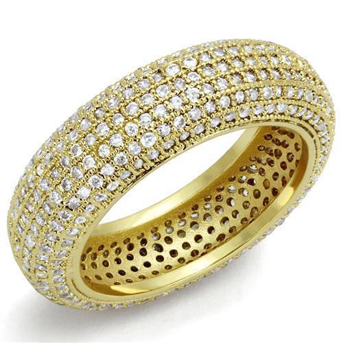 3W1272 - Gold Brass Ring with AAA Grade CZ  in Clear-0