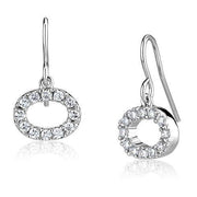 3W1278 - Rhodium Brass Earrings with AAA Grade CZ  in Clear-0