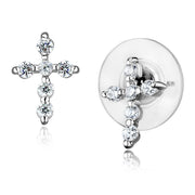 3W1294 - Rhodium Brass Earrings with AAA Grade CZ  in Clear-0