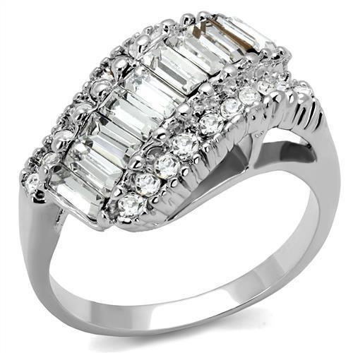 3W1306 - Rhodium Brass Ring with Top Grade Crystal  in Clear-0