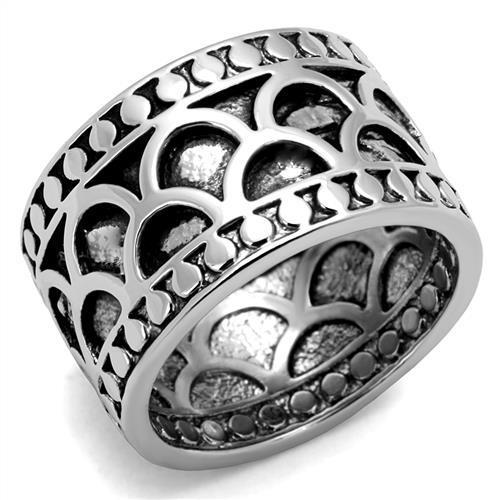 3W1309 - Rhodium Brass Ring with Epoxy  in Jet-0