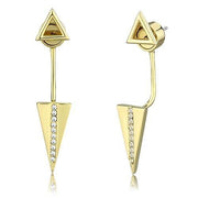 3W1314 - Gold Brass Earrings with Top Grade Crystal  in Clear-0