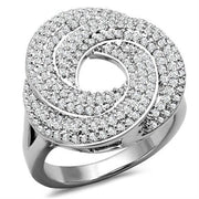 3W1319 - Rhodium Brass Ring with AAA Grade CZ  in Clear-0