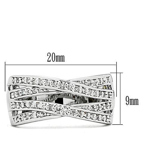 3W131 - Rhodium Brass Ring with AAA Grade CZ  in Clear-1