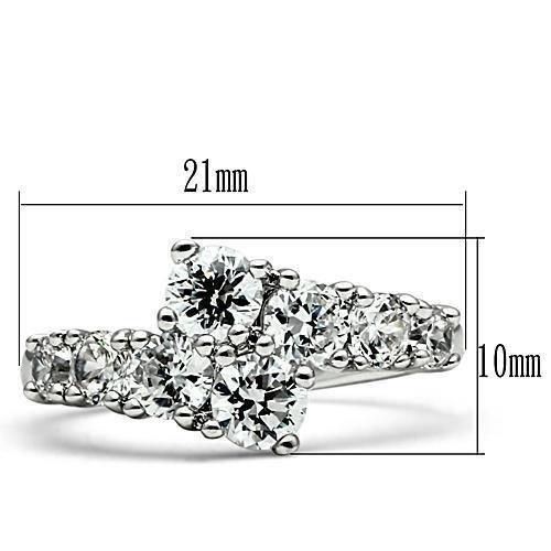 3W132 - Rhodium Brass Ring with AAA Grade CZ  in Clear-1