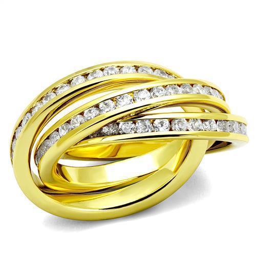 3W1330 - Gold Brass Ring with AAA Grade CZ  in Clear-0