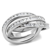 3W1331 - Rhodium Brass Ring with AAA Grade CZ  in Clear-0