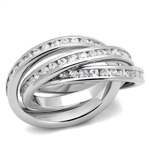 3W1331 - Rhodium Brass Ring with AAA Grade CZ  in Clear-0