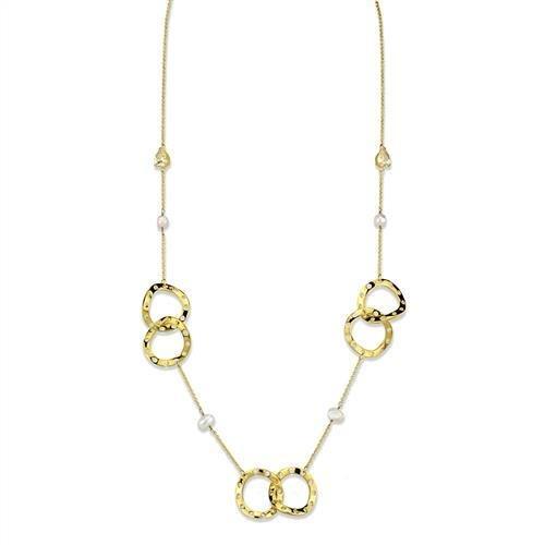 3W1335 - Gold Brass Necklace with AAA Grade CZ  in Citrine Yellow-0