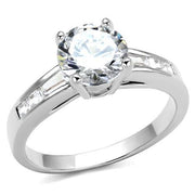 3W1341 - Rhodium Brass Ring with AAA Grade CZ  in Clear-0