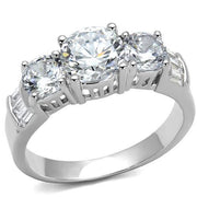 3W1343 - Rhodium Brass Ring with AAA Grade CZ  in Clear-0